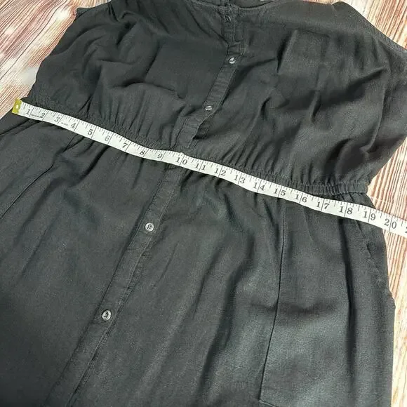 Old Navy BLACK JACK Sz X Large Linen Blend Button Front Sleeveless Maxi Sundress - Picture 4 of 8